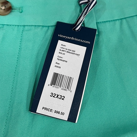 Vineyard Vines Men's Slim Fit Breaker Pants Terrapin Green NWT Sz 32x32 - Picture 4 of 4